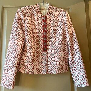 Tory Burch Red and White Patterned Jacket